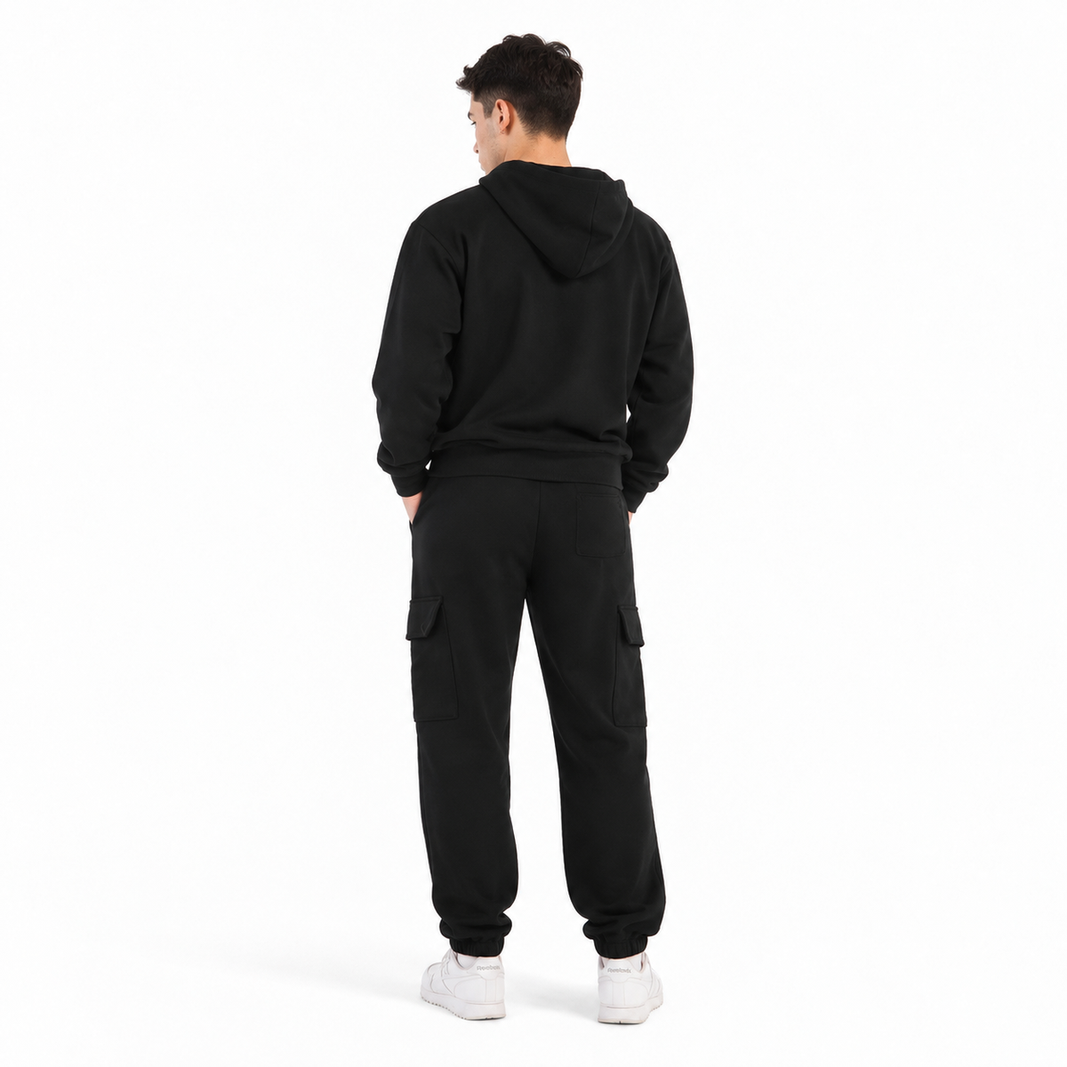 Felpa uomo regular cappuccio, marsupio e zip manica lunga