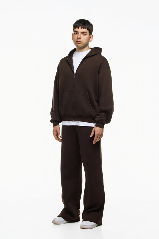 Felpa unisex cappuccio marsupio zip manica lunga boxyfit