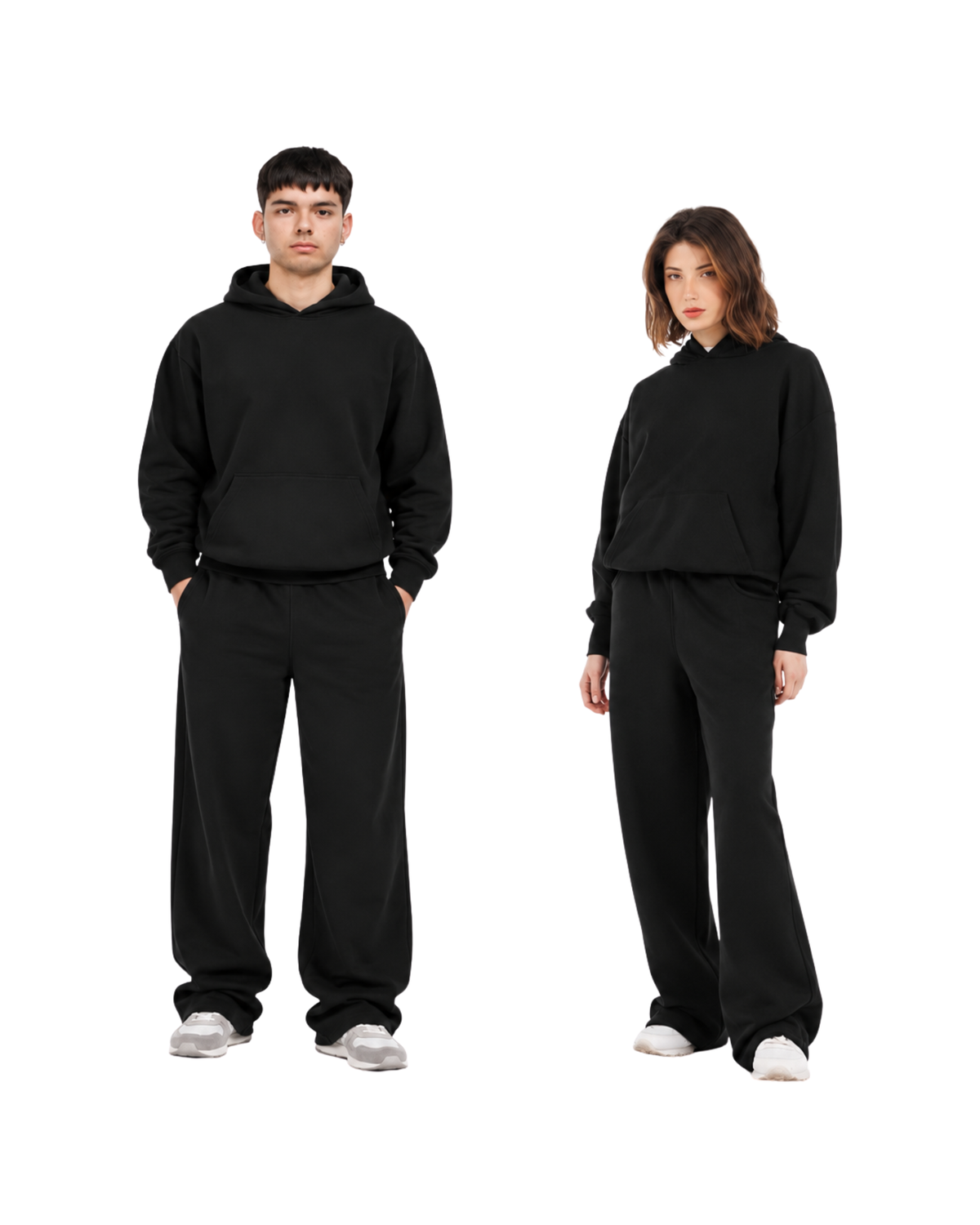 Felpa unisex cappuccio/marsupio manica lunga boxyfit