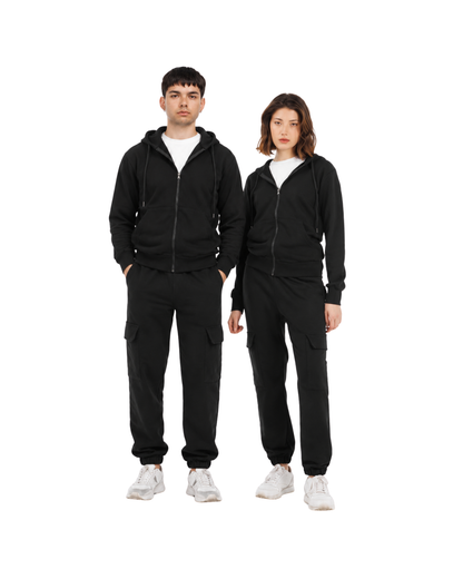 Felpa uomo regular cappuccio, marsupio e zip manica lunga