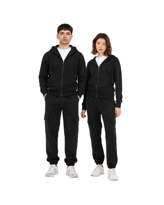 Felpa uomo regular cappuccio, marsupio e zip manica lunga