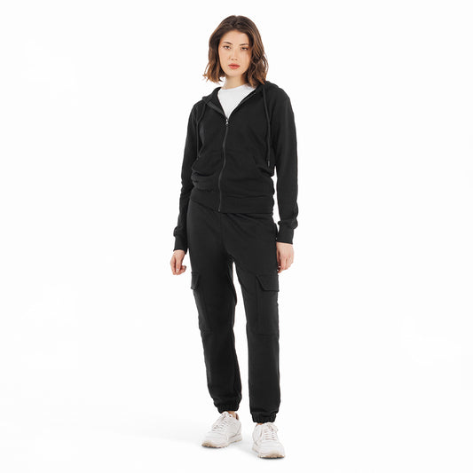 Felpa uomo regular cappuccio, marsupio e zip manica lunga