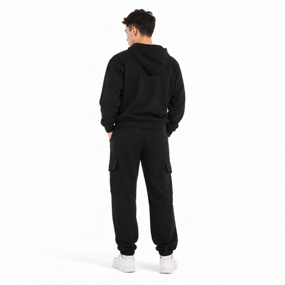 Felpa uomo regular cappuccio, marsupio e zip manica lunga