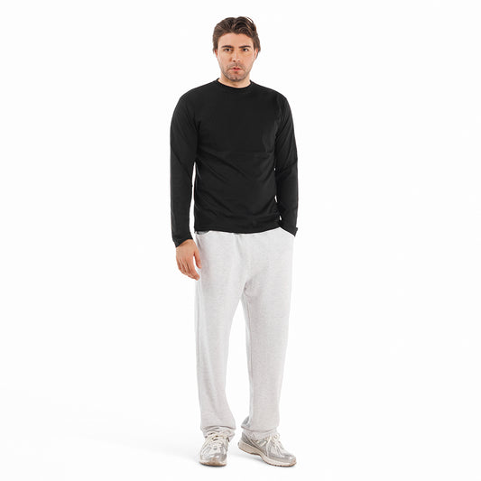 T shirt uomo regular collo in maglina manica lunga
