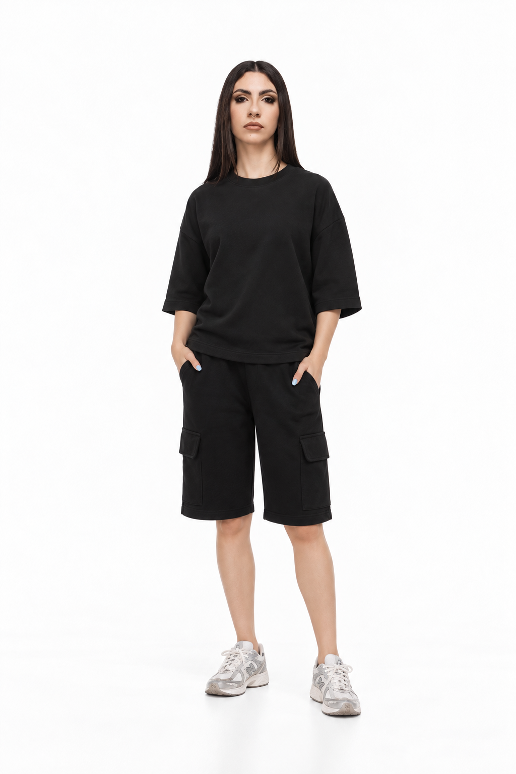 Felpa unisex paricollo manica 3/4 boxyfit
