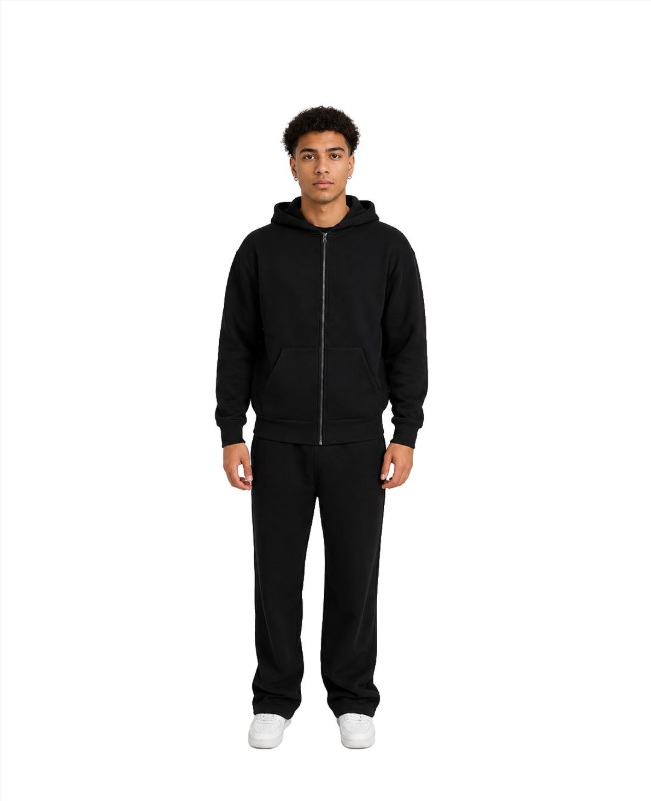 Felpa uomo cappuccio marsupio zip manica lunga boxyfit