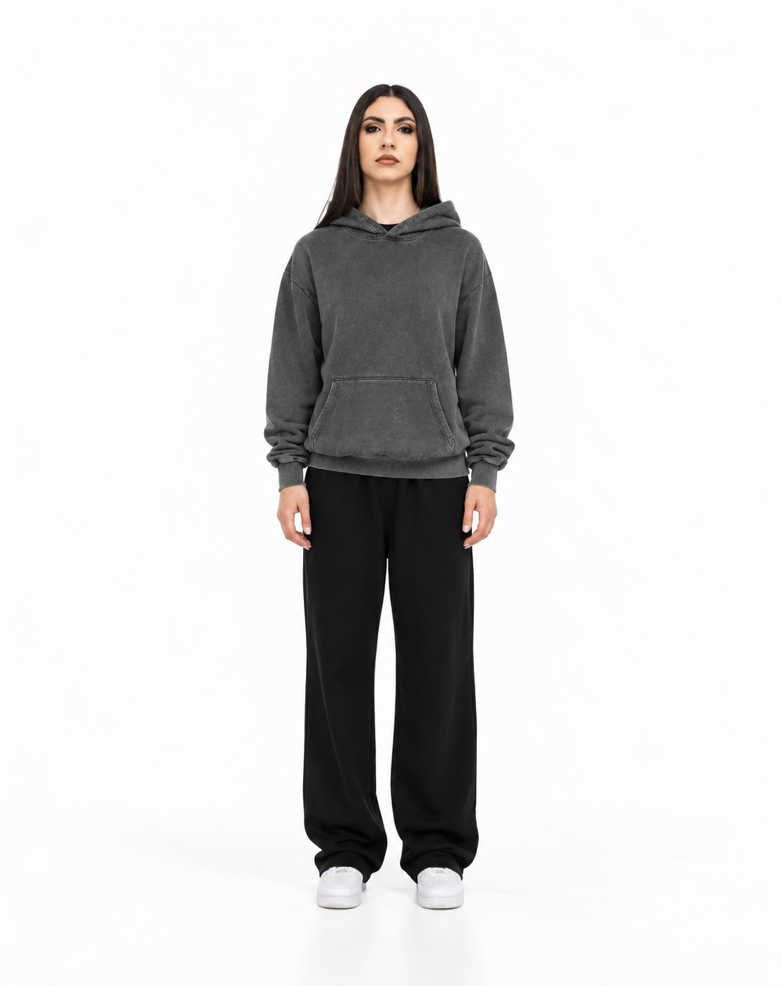 Felpa unisex cappuccio marsupio manica lunga boxyfit