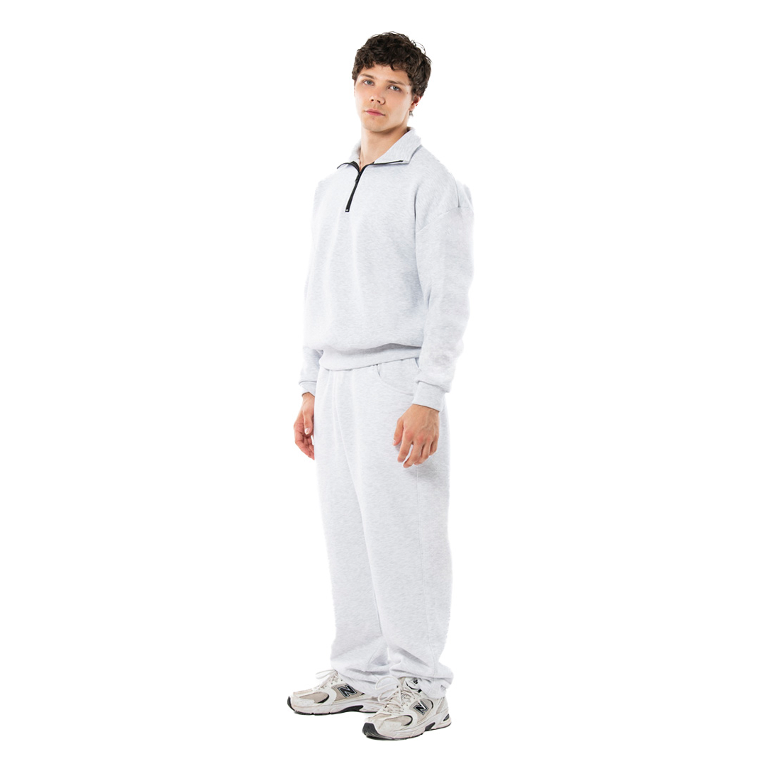 Felpa unisex collo alto mezza zip manica lunga boxyfit