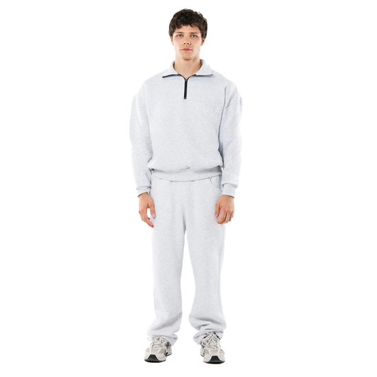Felpa unisex collo alto mezza zip manica lunga boxyfit