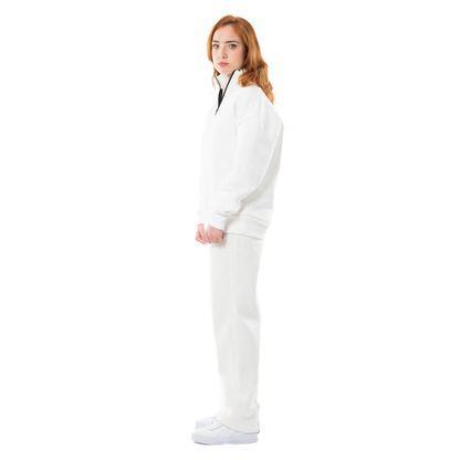 Felpa unisex collo alto mezza zip manica lunga boxyfit