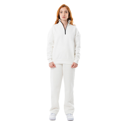 Felpa unisex collo alto mezza zip manica lunga boxyfit