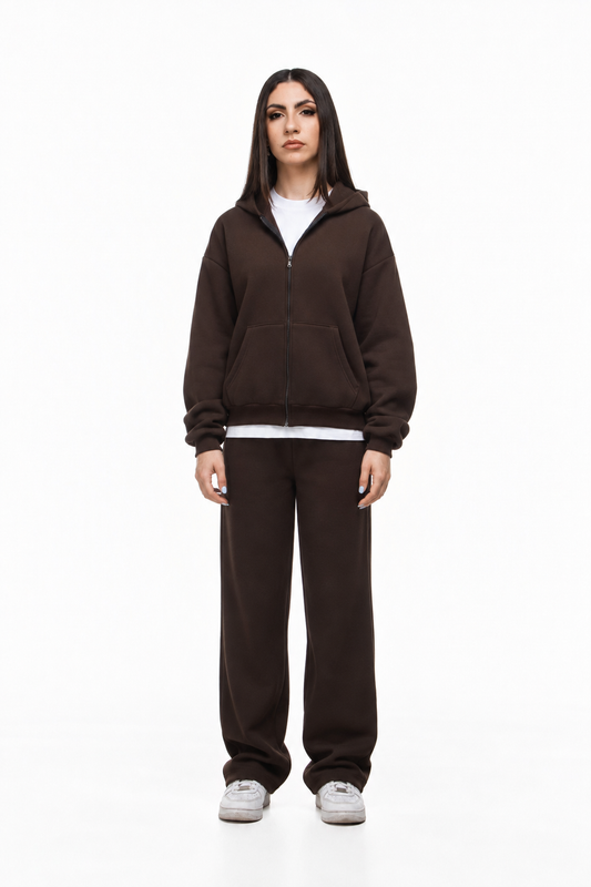 Felpa unisex cappuccio marsupio zip manica lunga boxyfit