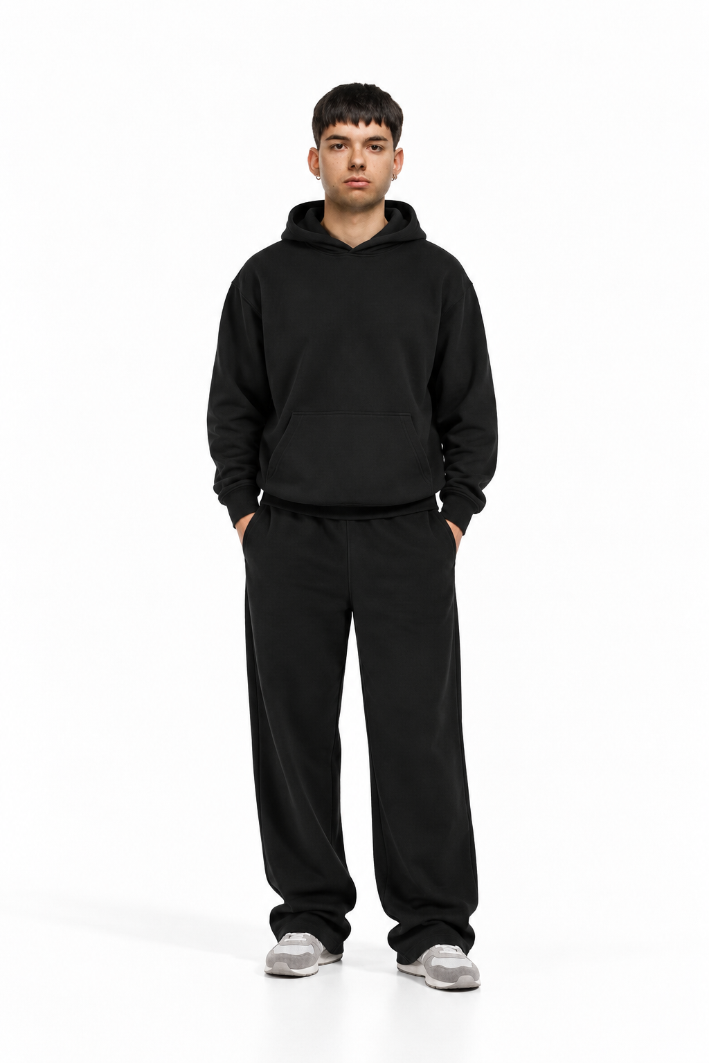 Felpa unisex cappuccio/marsupio manica lunga boxyfit