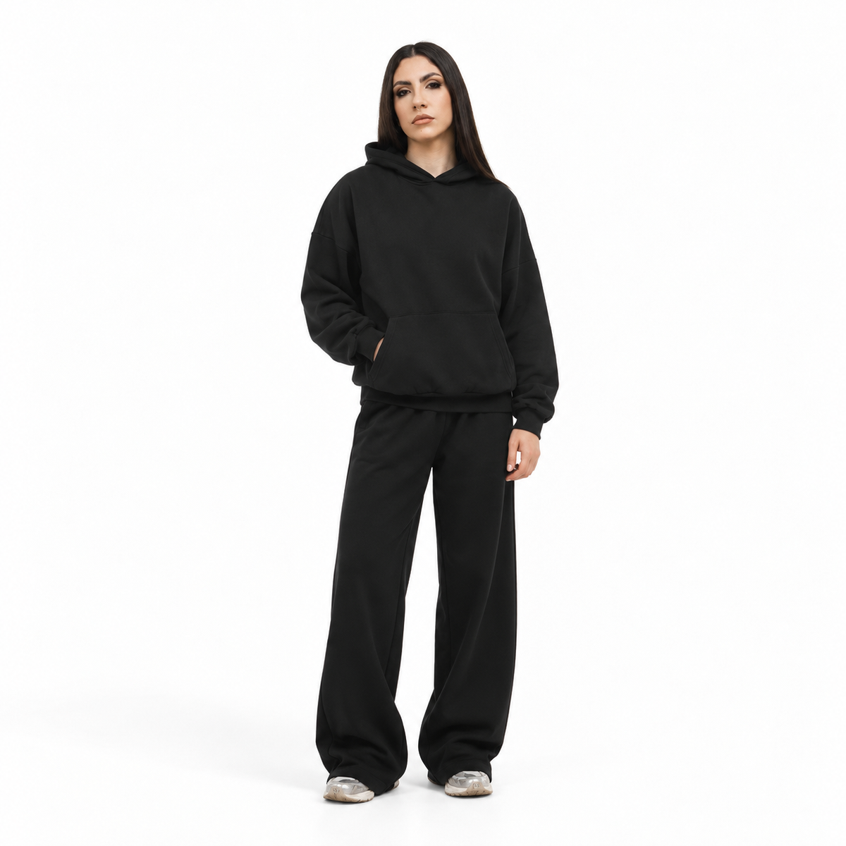 Felpa unisex cappuccio marsupio manica lunga boxyfit